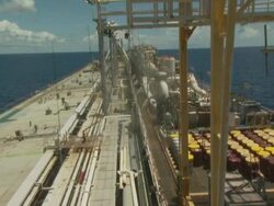 Deck of Challis Venture, FPSO; an oil production vessel, Australia Stock Footage