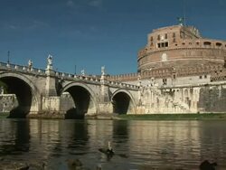 LA Bridge leading to the Castel Sant'Angelo / Rome, Lazio, Italy Stock Footage