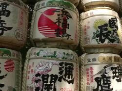 MS PAN Shot of colorful bins with sake inside / Tokyo, Kanto, Japan Stock Footage