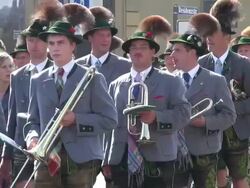 CU Shot of traditional costume parade in Oktoberfest / Munich, Bavaria, Germany Stock Footage