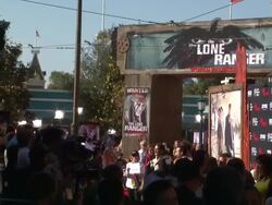 ATMOSPHERE - signage at "The Lone Ranger" Los Ange Stock Footage