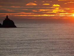lighthouse sunset along Oregon Coast Stock Footage