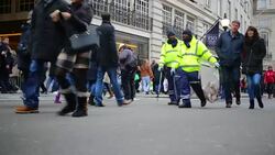 Winter Christmas Shopping Crowds in London, England Stock Footage