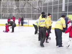 Official Opening of the Revitalized Regent Park Ice Rink in Toronto Stock Footage