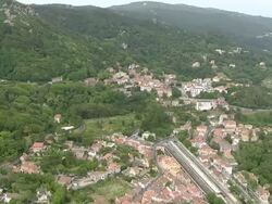  WS AERIAL View of National Palace and buildings / Sintra, Lisboa, Portugal   Stock Footage