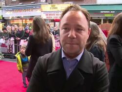 INTERVIEW - Stephen Graham on Christmas & Jim Broadbent at Get Santa World Premiere on 30th November 2014 in London, England. Stock Footage