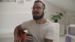 4K: Man Working In His Recording Studio. Stock Footage