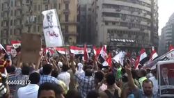 Protesters Waving Flags in Cairo News Clip