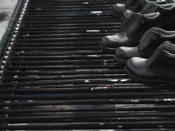 Footwear production Stock Footage
