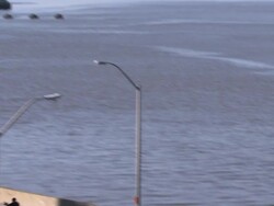 The West Side Highway and the North River Water Pollution Control Plant on the Hudson River (sewage treatment plant). Stock Footage