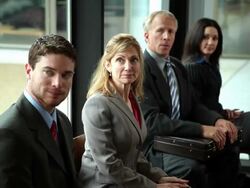 MS Group of job applicants waiting to be called into meeting / Portland, Oregon, USA Stock Footage