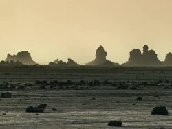 WS Yellow light in desert / Djibouti ( Abe Lake), Djibouti Stock Footage