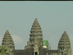 Pull Back Shot Angkor Wat Siem Reap Cambodia Stock Footage