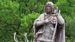 Felix Graf Harnoncourt statue in Ecka Stock Footage