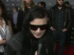 INTERVIEW: Skrillex at RE:GENERATION Music Project Press Interviews and Premiere on 2/9/12 in Hollywood, CA. Stock Footage