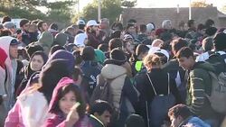 CLEAN : Thousands of migrants gather at refugee camp in Dobova News Clip