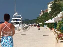 HD: Promenade By The Sea Stock Footage