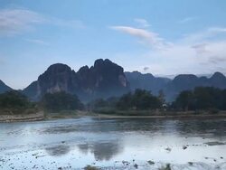 Vang Vieng Panorama Stock Footage