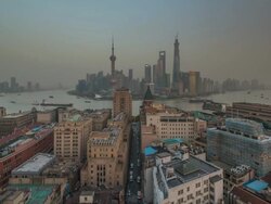 Wide Cityscape Timelapse of Shanghai with Hangpu River Stock Footage