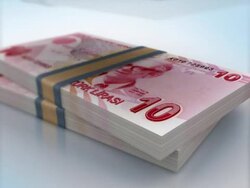 TURKISH 10 LIRA BANK NOTES PACKS FALLING Stock Footage