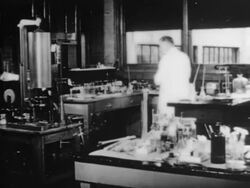 Nobel Prize winner Otto Loewi in his laboratory Stock Footage