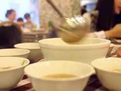 HD:Soup serving a ladle at chinese restaurant. Stock Footage