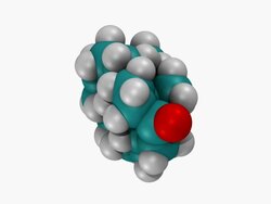 CGI showing space-filling three-dimensional molecular model of androstenone, a mammalian pheromone, rotating Stock Footage