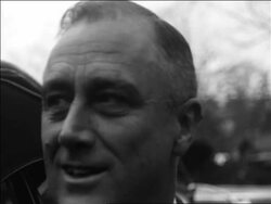 B/W 1932 close up Franklin Roosevelt talking outdoors / accepting nomination Stock Footage