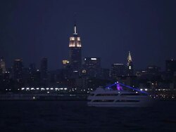 Midtown Manhattan Skyline at night Stock Footage