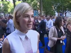 INTERVIEW - Rosamund Pike on being on a male set, working with the cast, her character, life outside of acting at 'The World's End' World Premiere at Empire Leicester Square on July 10, 2013 in London, England.  Stock Footage