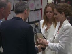 Angelina Jolie & Stella McCartney Launch War Child's 'Draw Me TO Safety' Campaign Stock Footage