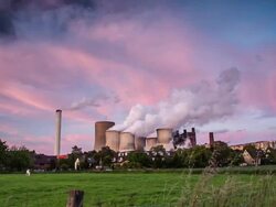 CRANE UP: Coal Burning Power Station Stock Footage