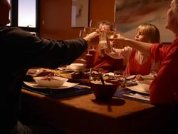 Multi-Generation Family Toasts with Dinner Stock Footage