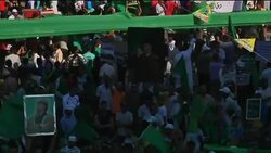 Pro Gadhafi supporters chant their support for leader News Clip