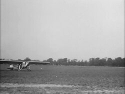 Charles Lindbergh with his Spirit of St Louis airplane Stock Footage