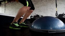 Athlete's foot on a rubber elastic simulator Stock Footage