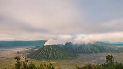 Mount Bromo volcano during sun rise, East Java, Indonesia. Stock Footage