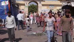 Jaipur streets during Holi Festival Stock Footage
