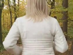 HD SLOW MOTION STEADY SHOT: Woman Running In Forest Stock Footage