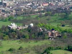 AERIAL PAN LS Royal Observatory Greenwich / London, UK  Stock Footage