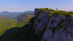 Aerial footage recorded with drone of the natural cliffs mountains with beautiful landscape in the Tavertet mountains, a vertical hills with amazing views. UK UHD. Stock Footage