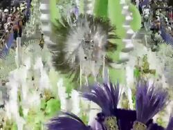 TL, LS, HA Dancers and floats in carnival parade / Rio de Janeiro, Brazil Stock Footage