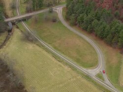 MS AERIAL TS Shot of car moving on Blue Ridge Parkway / North Carolina, United States Stock Footage