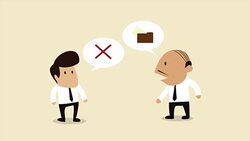 Concept cartoon of two business man are talking together Stock Footage