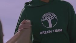 Volunteers moving through check in line Stock Footage