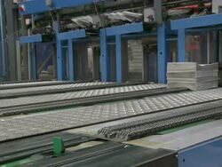 MS Conveyor belts in newspaper print office / Trier, Rhineland-Palatinate, Germany Stock Footage