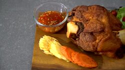 Crispy pork knuckle or German Pork Hocks Stock Footage