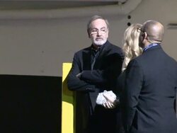 Neil Diamond and Katie McNeil depart Clive Davis Pre GRAMMY Party in Beverly Hills - Celebrity Sightings in Los Angeles Stock Footage