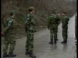 UN Convoy attempts aid to Bosnian town Stock Footage