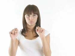 Woman with futuristic touch screen Stock Footage